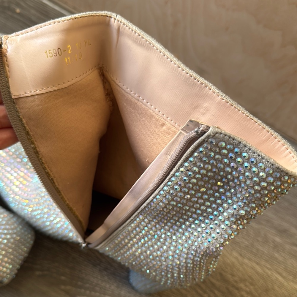 Silver Rhinestone Platform Ankle Boots - image 3